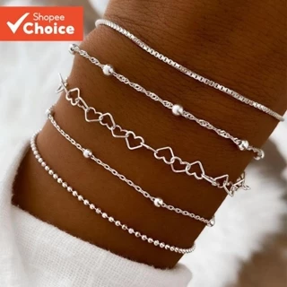 Conjunto De 5 Peças De Pulseiras De Corrente De Cobre Unissex Moda Minimalista Link Manguito Joias Empilháveis Para Mulh em Oferta na Shopee