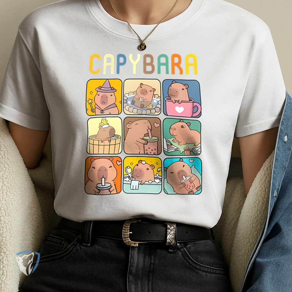 Camiseta Criativa 100% Algodão | Capivara Estilosa em Vários Momentos