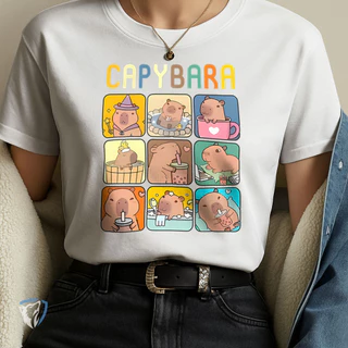 Camiseta Criativa 100% Algodão | Capivara Estilosa em Vários Momentos