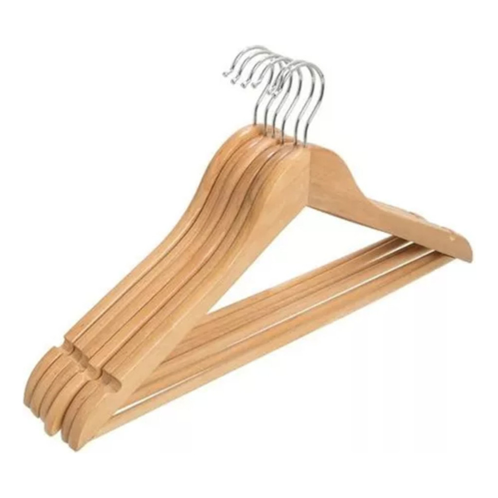 Kit Cabide De Madeira De Roupa Calça Adulto 10 Unidades Marfim ...