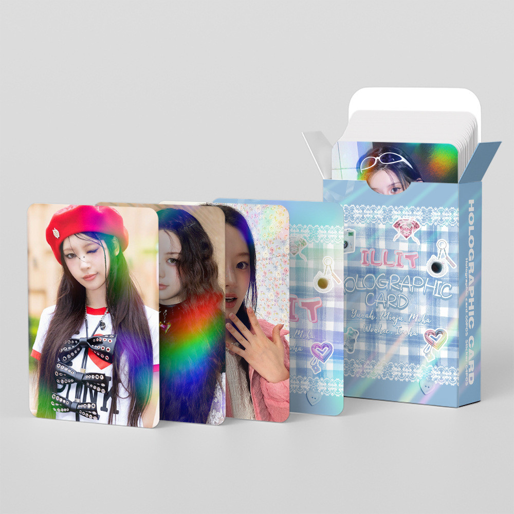 Kpop ILLIT Laser Photocard Lomo Cartão Postal 60pcs + 64pcs