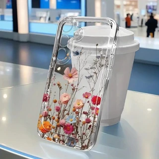 Capinha Capa transparente Anti-impacto flores Desenho para iPhone xr xs max 13 11 7/8 12 14 15 16 pro max plus case