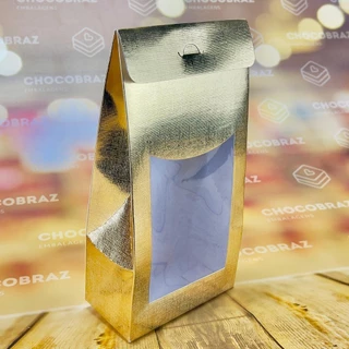 10 Caixa SACOLINHA COM VISOR OURO LAMINADA ASSK 12X6X23