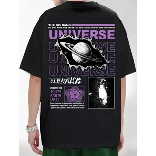 Camiseta OverSized The Big Bang (COSTAS) E Universe (ESCUDO) Masculina Feminina Algodão Camisa Costura Reforçada Unissex StreetWear