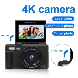 Câmera Fotográfica Digital 4K 18X Zoom Vintage Vlog 64MP 180 ° Câmeras Flip Screen Para Fotografia De Iniciantes
