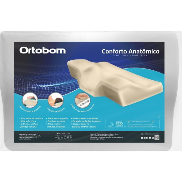 Travesseiro Nasa Ortopédico Anatômico Cervical Ortobom Corpoa