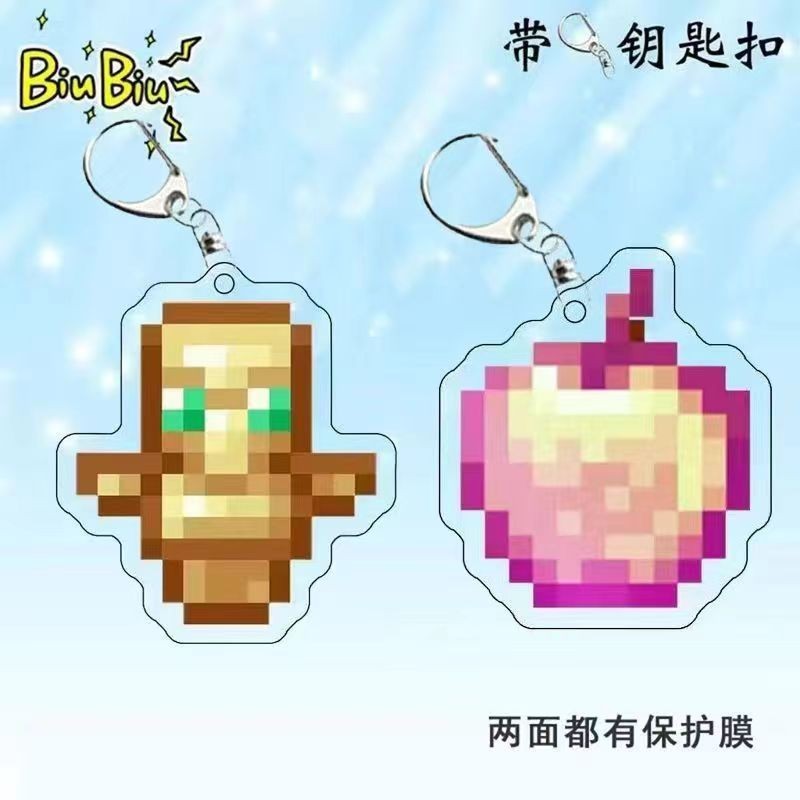 Minecraft Totem De Chaveiro Acrílico Undying De Jogo Criativo Periférico Golden Apple Key Pendant