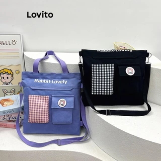 Lovito Bolsa de ombro simples casual de alta capacidade para mulheres LFA43488