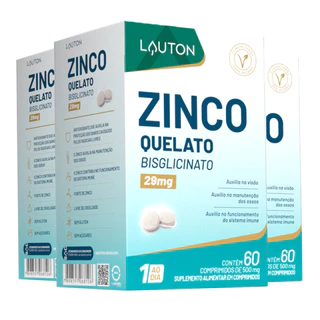 Kit 3x Zinco Quelato Bisglicinato Lauton 60 Comp