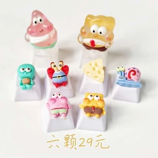 Handmade novo Bob Esponja Calça Quadrada personalizado teclado mecânico bonito keycaps rodada punk grande estrela conjunto keycaps