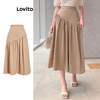 Lovito Saias assimétricas lisas elegantes para mulheres L95ED592