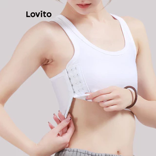 Lovito Shapewear casual com botão liso frontal para mulheres LNE74158