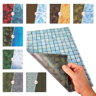 Kit 16 Grids de Batalha Terreno - 8 Folhas Dupla Face A3 - 29x41cm - RPG