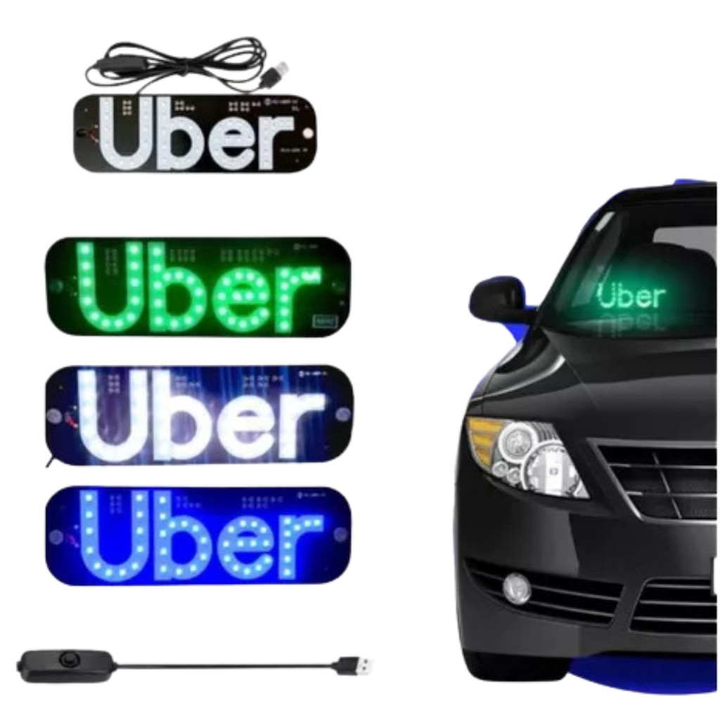 Placa para Uber LED Ventosa Letreiro Motorista de Aplicativo | Shopee ...
