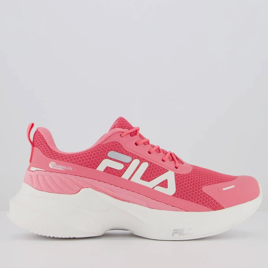 Tenis Fila Progress Lite Feminino Rosa e Branco
