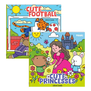 Kit Livros Cute Football & Princess P/ Colorir Infantil Futebol Princesas Estilo Bobbie Goods em Oferta na Shopee