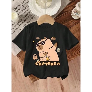 Camiseta infantil Capivara Dança funk Blusa Básica Menina de Manga Curta com Estampa para Meninas