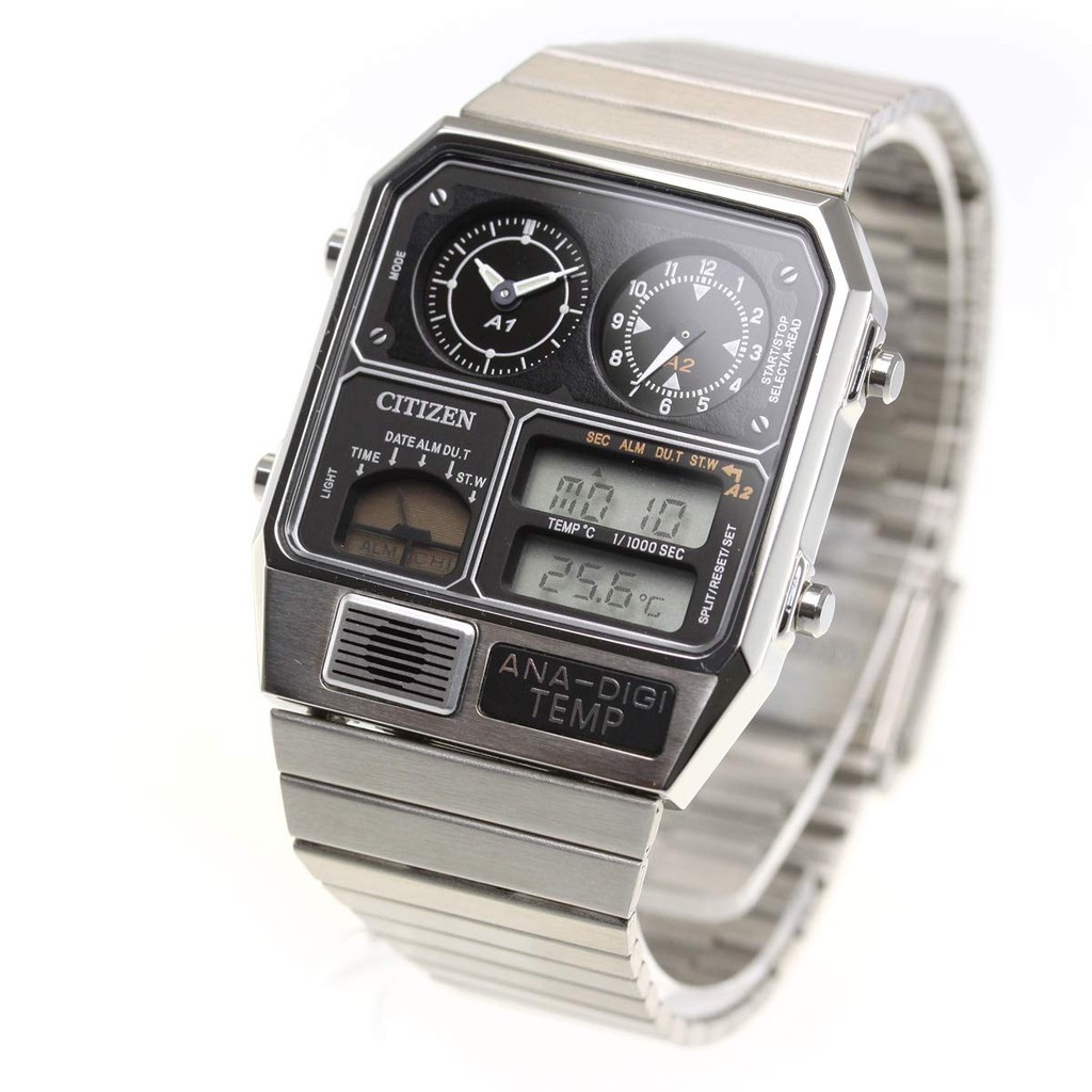 Relógio Citizen ANA-DIGI TEMP Reissue, modelo prateado, JG2101-78E