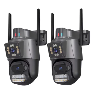 Kit 2 Câmera Segurança Ip App Icsee Lente Dupla Cor Preto