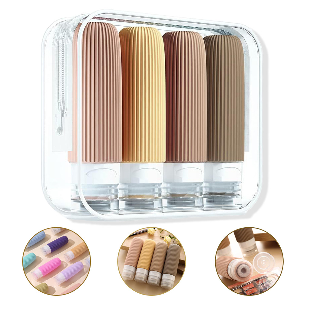 Kit Viagem 4 Frascos Silicone Pote 90ml Shampoo Creme | Shopee Brasil