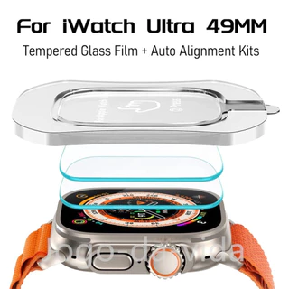 Fácil instalação Protetor De Tela para Apple Watch Ultra 49mm Com Kit De posicionamento Compatível A Tampa Protetora Do PC iWatch Ultra 49mm Película De Vidro Temperado 9H Sensível Ao Toque Transparente DK store DK store