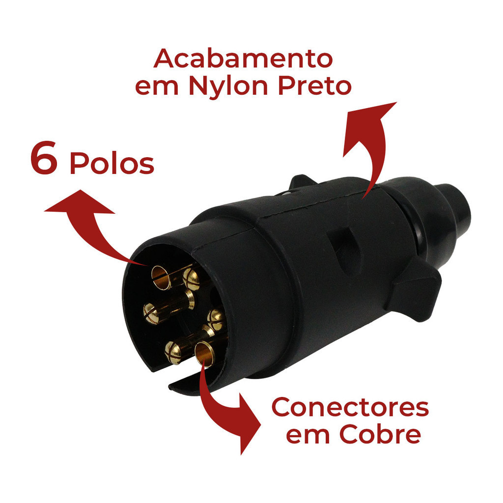 Tomada Macho Carreta Carretinha Reboque Engate 6 Pinos | Shopee Brasil