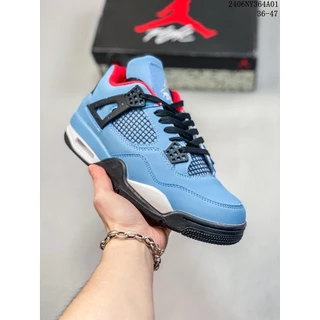 Aj 4 Sapatos de Couro Sintético Anti-Derrapante Anti-Derrapante Mid-Top Retro Basquetebol Masculino Azul Gelo