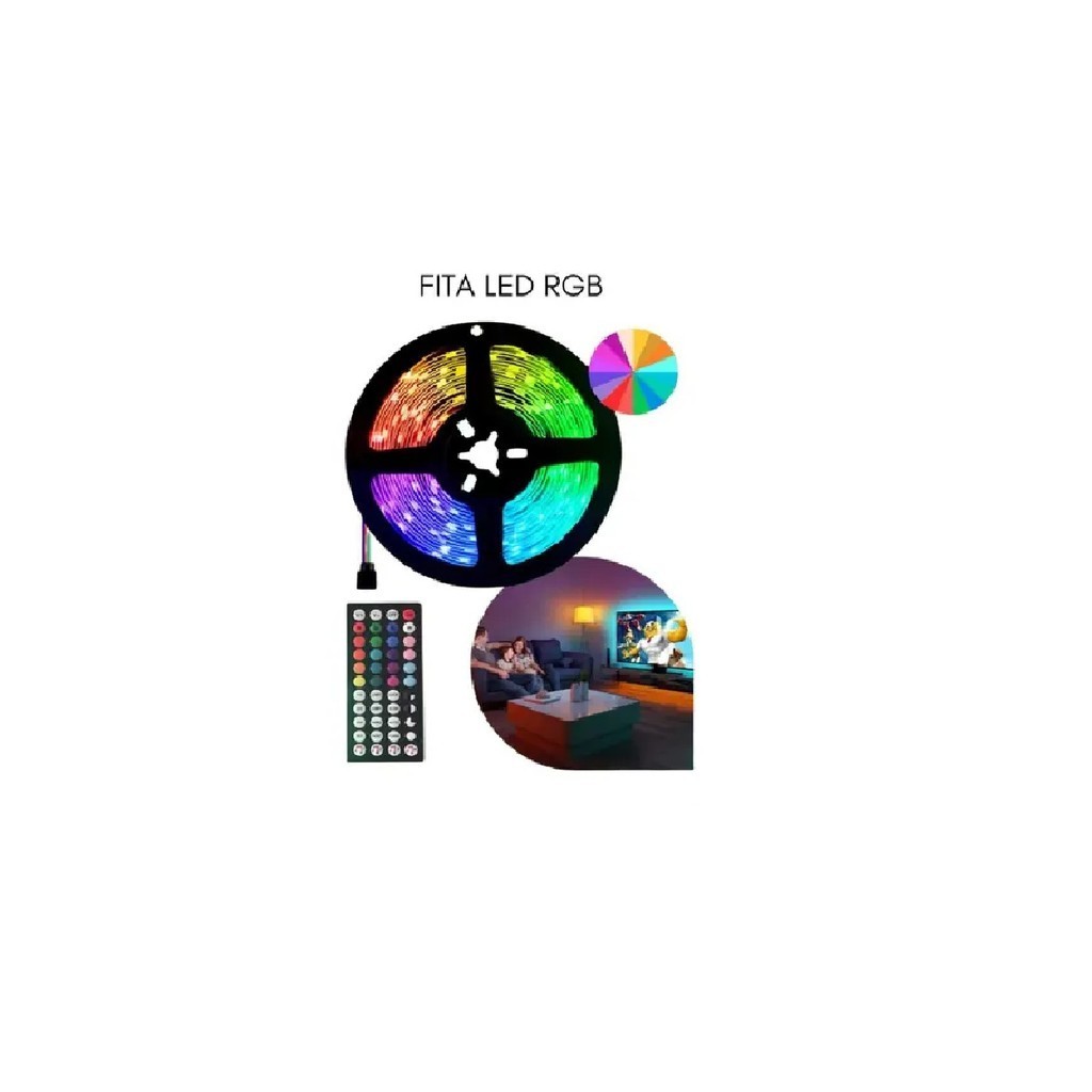 Fita led rgb el-8002 c/5 metros 16 cores e controle | Shopee Brasil