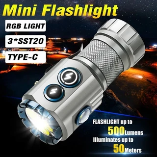 Xiwangfire poderosa lanterna led usb recarregável edc chaveiro mini tocha com clipe de tampa acampamento ao ar livre lanterna tática