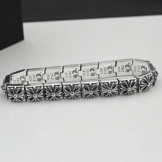 Chrome Hearts Bracelete Corações Cromados Bracelete /925 Bracelete de Costura Cruzada de Prata Estilo INS