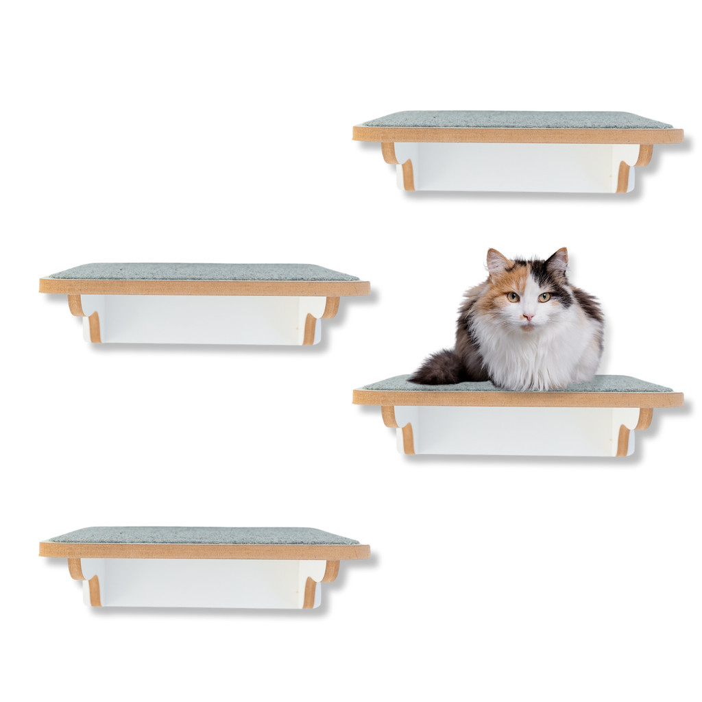 Kit Prateleira Para Gatos Degraus G 4PÇ Com Carpete LAMINADO