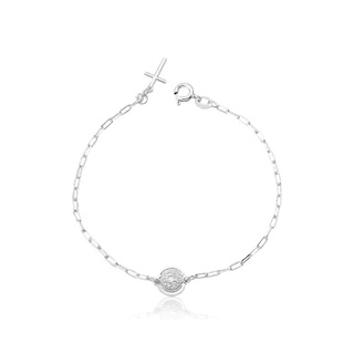 Pulseira medalha de São Bento e cruz - prata 925
