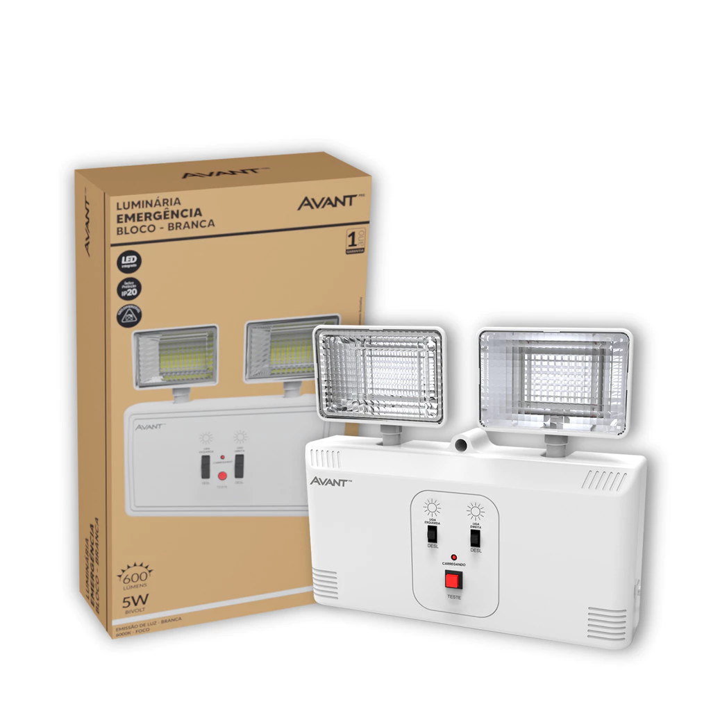 Luminaria Led Emergencia Bloco 5W 600lm 6000K BF Avant Pro