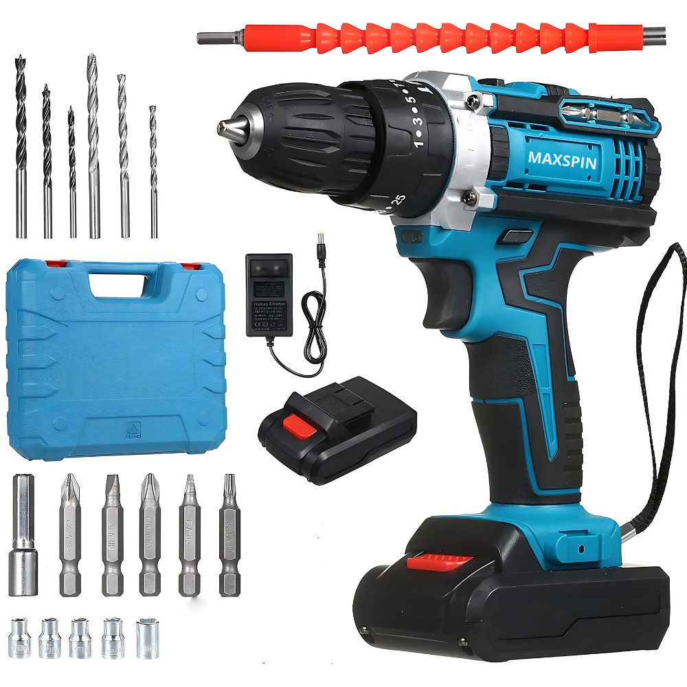 Parafusadeira Furadeira 26v 2 Baterias Com Maleta MaxSpin Completo