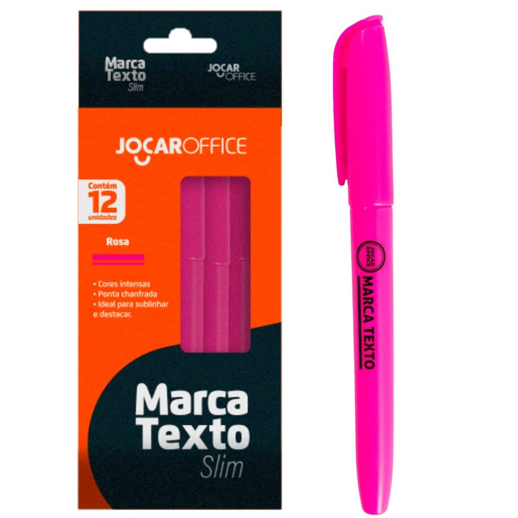 Marca Texto rosa ponta chanfrada fluorescente escolar trabalho secagem ...