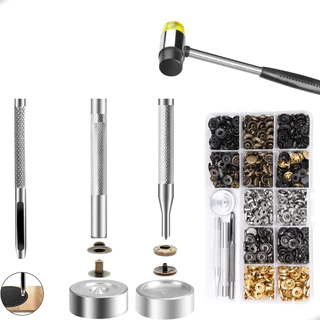 Kit Aplicador Manual Com 120 Botões De Pressão E Martelo