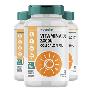 Kit 3x Vitamina D3 Nutralín Colecalciferol 60 Comp.