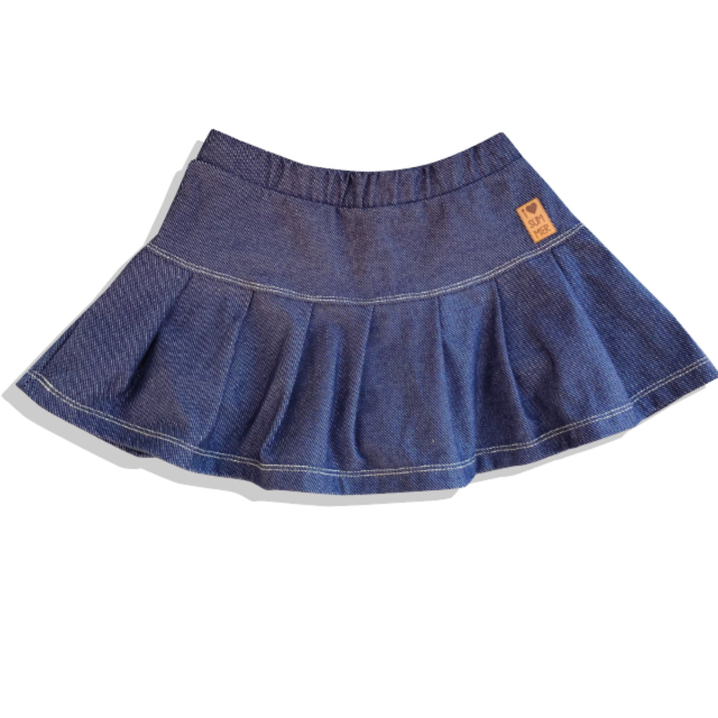 Saia Short Infanto Juvenil Jeans Fake Azul Marinho | Shopee Brasil