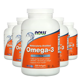 Kit 5x Ômega-3 Molecularmente Destilado Now Foods 500Soft Importado/Made in Usa