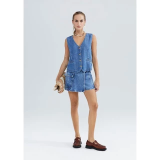 Shorts Saia Jeans Cargo Cintura Média Hering