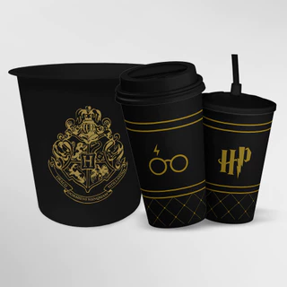 Kit Cinema Hogwarts Harry Potter Balde de Pipoca + 2 Copos