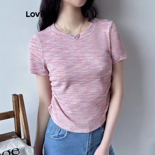 Lovito Regata casual lisa franzida para mulheres L100MD289