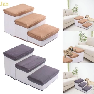 Jan Dobrável Pet Steps 3 Degraus Escadas Para Cachorros Cobertura Flanela Macia Cama