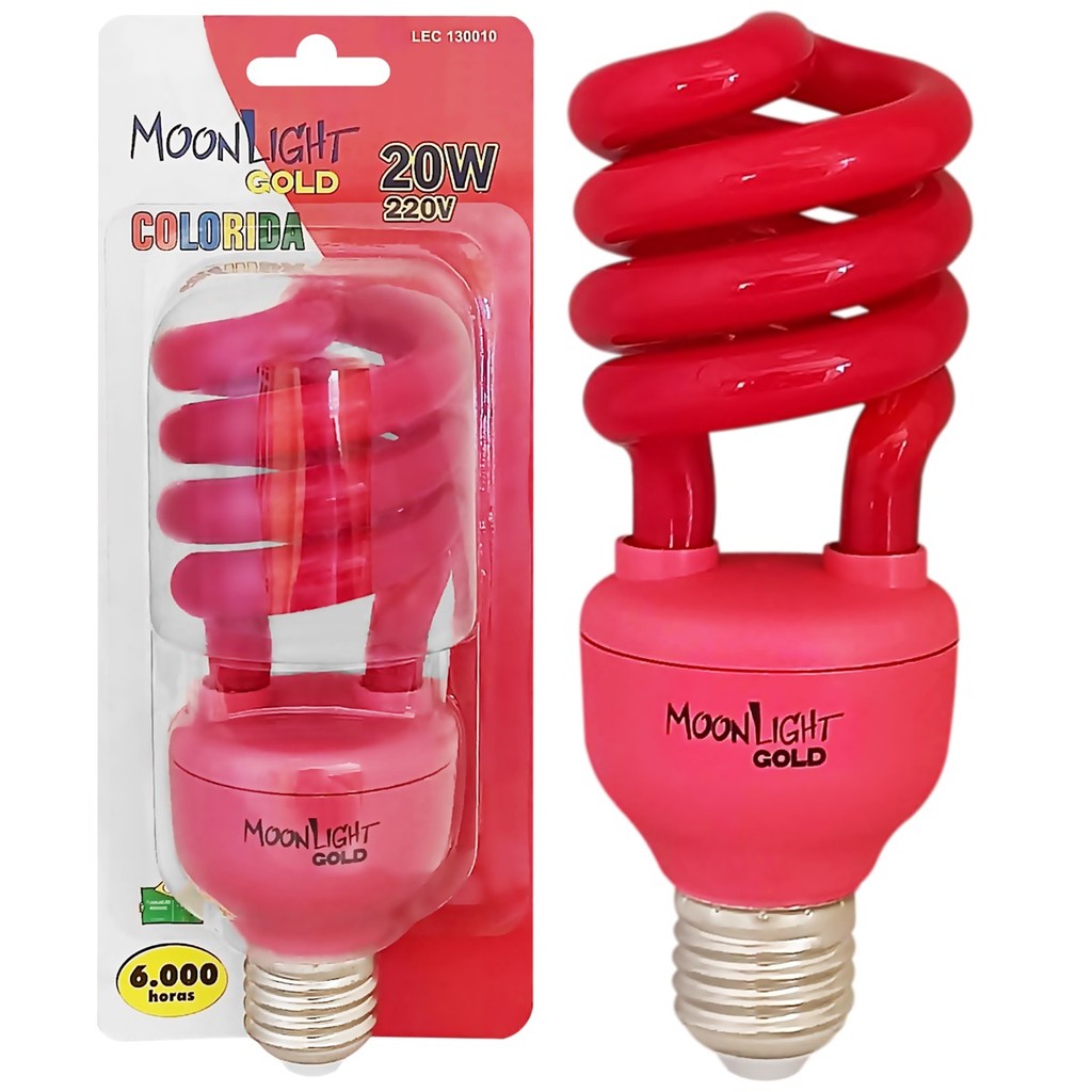 Lâmpada Compacta Espiral Colorida 20w 220v E27 Vermelha | Shopee Brasil