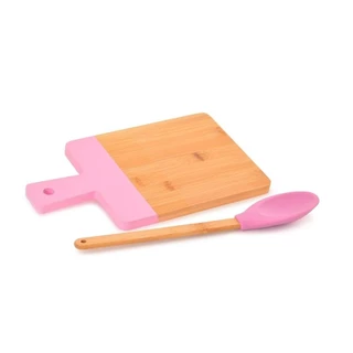 Conjunto Tábua Corte com Colher Bambu e Silicone 15x26Cm em Oferta na Shopee