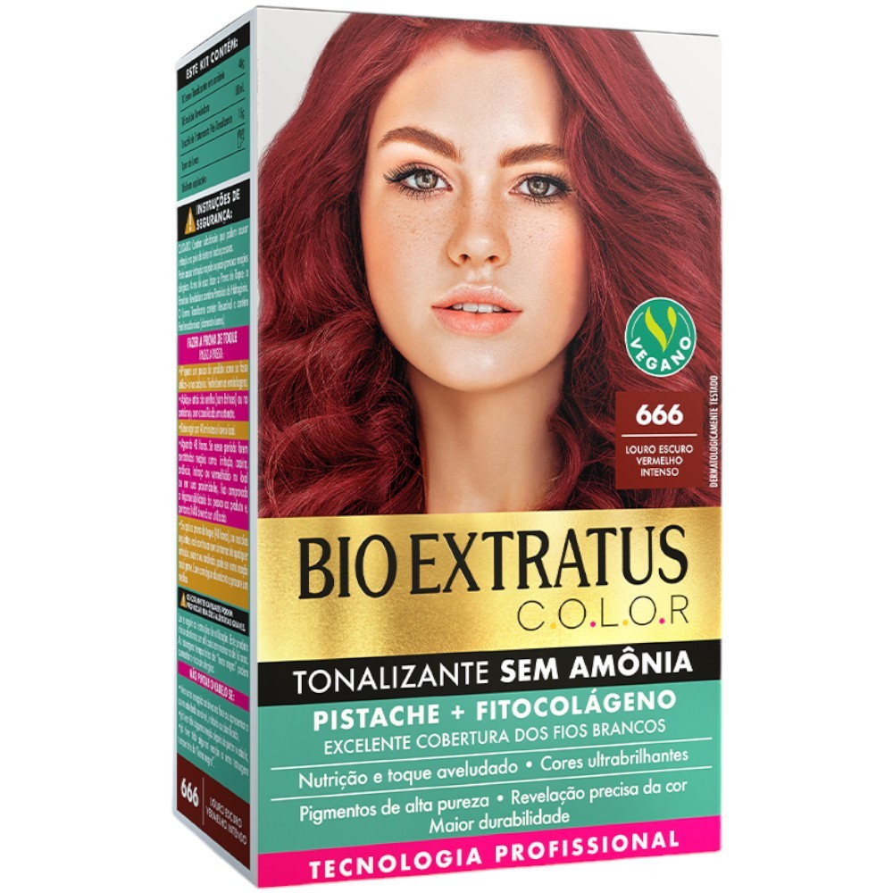 Tonalizante Bio Extratus 666 Louro Escuro Vermelho Intenso Tecnologia ...
