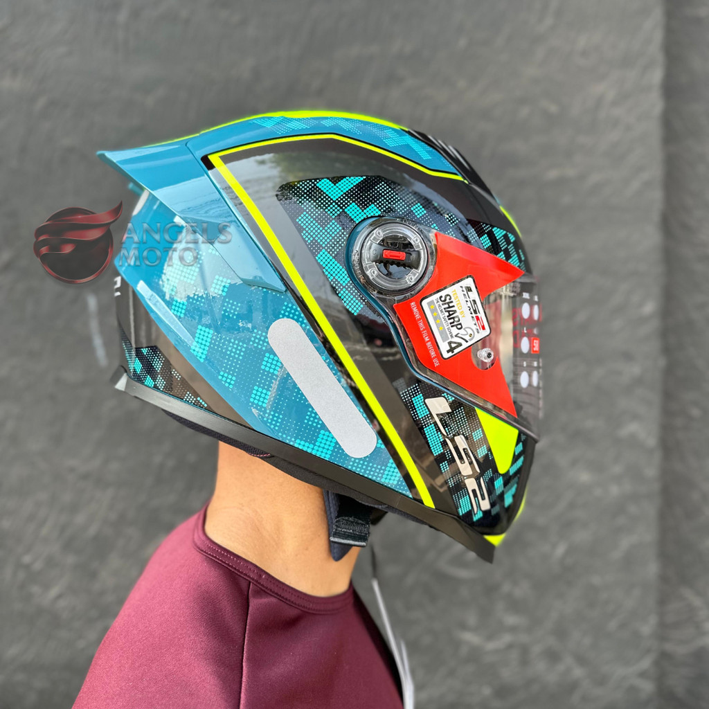 Capacete LS2 FF358 S Striker Blue HV Yellow | Shopee Brasil