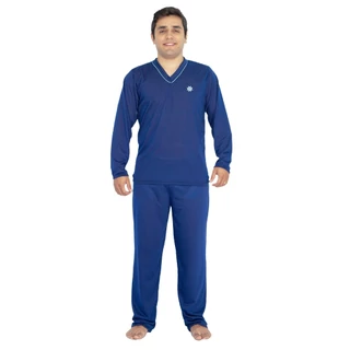 Pijama Longo Masculino Liso Inverno Outono Manga Longa Gola V em Oferta na Shopee