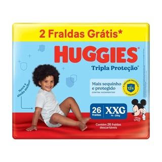 Fralda Descartável Huggies Tripla Proteção Mega Tamanho XXG  - 6 Pacotes com 26 Fraldas  - 156 Tiras em Oferta na Shopee