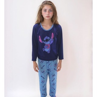 Pijamas Infantil Menina Inverno Longo Fechado Cumprido Conjunto Criança dormir Feminino lillo stitch em Oferta na Shopee